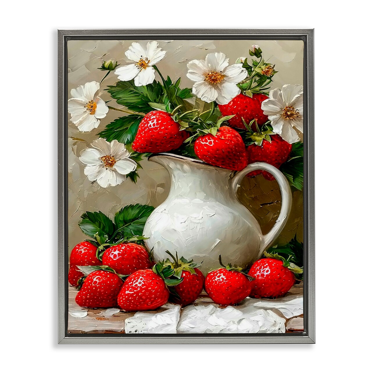 Stupell Industries Painterly Strawberries Still Life Floating Frame, design by Lettered and Lined